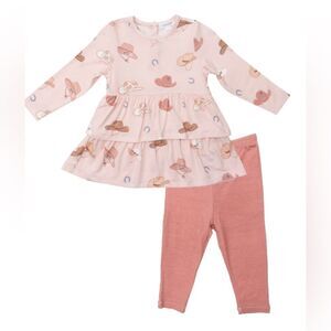 Angel Dear Tullabee Bamboo Ruffled Dress and Legging, Cowboy Hats NWT